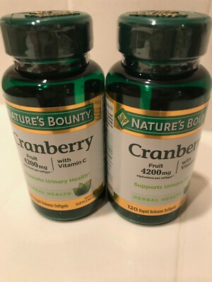 2 Pack Nature's Bounty Cranberry Plus Vitamin C 4200mg 120 Softgels each 240 ttl