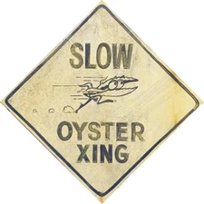 Vintage Style Oyster Crossing Metal Sign FREE SHIPPING Coastal Decor