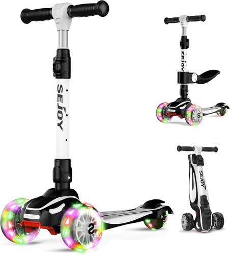 Toddler Kick Scooter with 3 Wheels Extra-Wide Childrens Foldable Toy Scooter