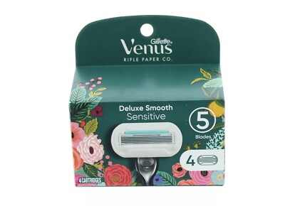 Gillette Venus Razor Blade Refills, Deluxe Smooth Sensitive, 5 Blade- Pack of 4