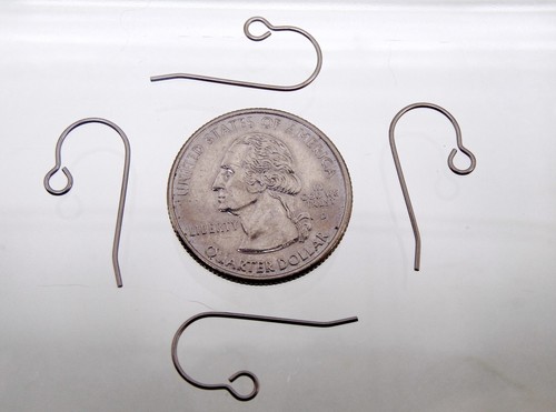 100 Pure TITANIUM Ear Wires Hook with Open Loop ~ Grade 1 No Nickel ~ 24mm Post - Picture 6 of 7