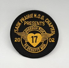 ⭐️ Sauk Prairie HOG Chapter 2002 MDA Freedom Ride Motorcycle Vest Jacket Patch