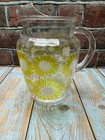 Vintage MCM Anchor Hocking Sunflower Floral Glads Pitcher Cottage Fairy Garden