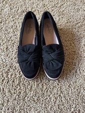 Clarks Sharon Dasher Women's Loafer 6 Black Suede Comfort Casual Slip-On Shoes