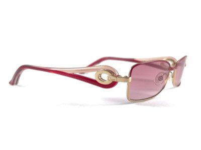 VINTAGE CHRISTIAN DIOR GOLD & RED SLEEK 2000'S SUNGLASSES AUSTRIA