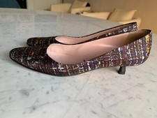 Vera Wang Satin Kitten 1.5" Heels Pump Sz 38 Italy