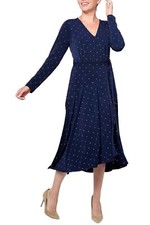 Susan Graver Occasions Pet Embellished Liquid Knit Wrap Dress Navy