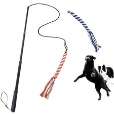 Dog Extendable Teaser Wand Pet Flirt Stick Pole Puppy Chasing Tail Interactiv...