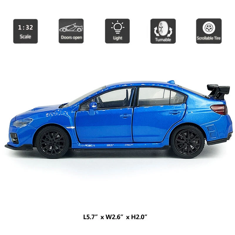 1:32 Subaru WRX STI Model Car Diecast Toy Cars Boys Toys for Kids Gifts Blue - Image 2 of 4