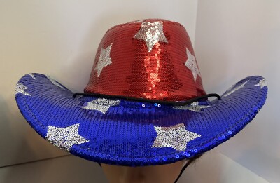 Adult American Flag Star Cowboy Hat - Blue & Red Amazon.com: Jwqqwdza 4th of July Cowboy Hat for Adult  main image 4