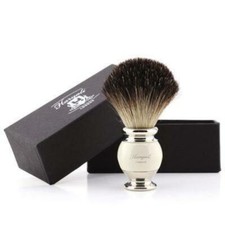 Men Pure Black Badger Hairs Shaving Brush with Metal Base- Perfect Gift for Men
