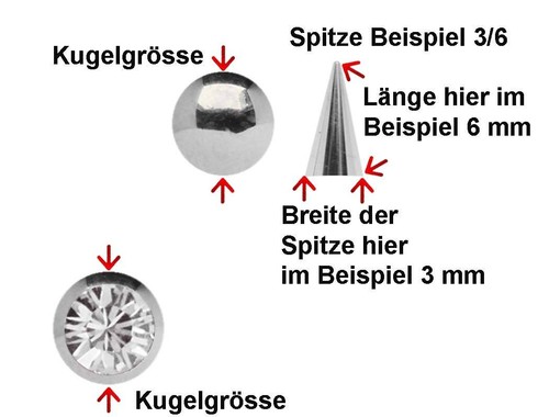 Set 2 Piercing Gioielli Vite Palle Placcato Oro IN 1,6x5mm con Zirconia Crystal - Foto 4 di 36
