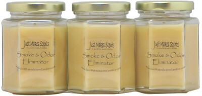 3-Pack Smoke and Odor Eliminator Candle New 8oz Hexagon by Just Makes Scents