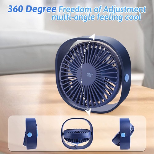 Tragbar Mini Tischventilator 360° Drehung Lüfter USB Ventilator 3 Speed Desk Fan - Bild 6 von 12