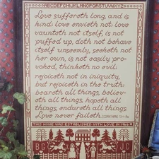 Just Cross Stitch Established With Love I Corinthians 13 Amish Country 232 Vtg