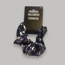 Skeleton Skull Halloween Hair Scrunchie Accessory Black Purple Goth Whimsigoth