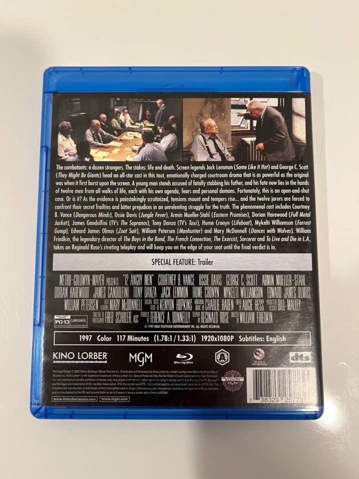 12 Angry Men (Kino Lorber Bluray, 1997) William Friedkin Jack Lemmon