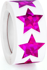 500 PCS Holographic Purple Star Stickers, 1 Inch Self Adhesive Metallic Glitter