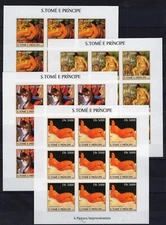 9x Sao Tome - Modigliani/ Renoir / Gauguin - Timbres - stamps - MNH** AK