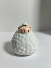 VINTAGE SMALL CERAMIC BLUE SHEEP PIGGY BANK