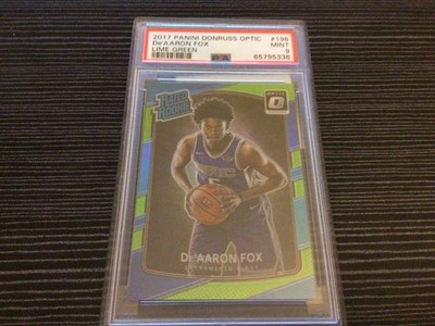2017-18 Panini Donruss Optic Lime Green DeAaron Fox RC #196  159/175  PSA 9