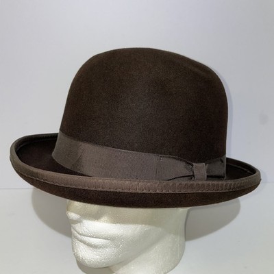 Morfelt Vintage Wool Felt Brown Derby Bowler Hat Size 7 1/2
