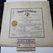 ORDER OF DEMOLAY 1939 Port Angeles, WA., Zertifikat und Mitgliedskarte  