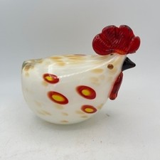VTG Art Glass Chicken Rooster Murano Style Speckled Hand Blown Farmhouse Decor