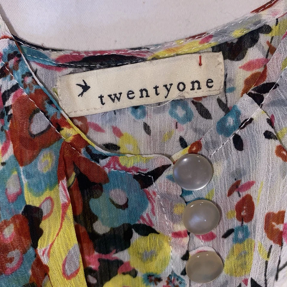 Twenty One Camisola Floral Mantequilla Amarillo Fluido Fairycore Gout Hecho en EE. UU. Foto 4 de 4