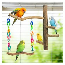 Bird Swing Toys Perch Stand Cage Accessories Budgies Parakeets Cockatiels