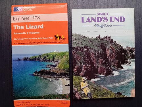 1996 OS Explorer Map 103 The Lizard & 1989 Book "About Land's End" Wendy Lewis