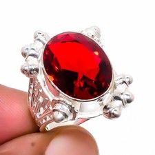 Mozambique Garnet 925 Sterling Silver Handmade Ring s.6 T2759