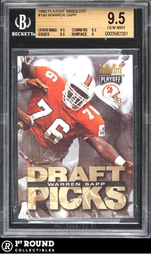 Warren Sapp RC BGS 9.5: 1995 Playoff Absolute Rookie Card #190 POP 3