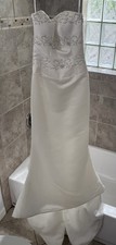 Elegant Mermaid Train Satin Wedding Dress Size 0