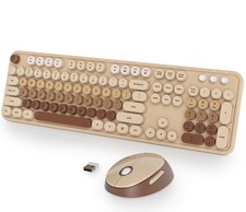 Fogruaden Wireless Keyboard and Mouse Combo, Retro Typewriter Full-Size Keybo...