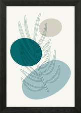 Blue Scandinavian shapes Framed Wall Art Poster Canvas Print Picture