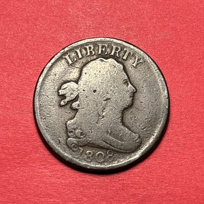 (1) Beautiful Antique 1808 Draped Bust Half Cent/Penny CHOICE G-GOOD 