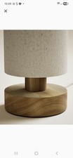 M&S Wooden Table Lamp – Natural – Fabric Shade –