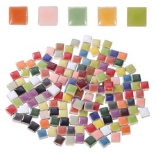 100g Square Mosaic Tiles, Ceramic Mosaic Tiles, 0.4 x 0.4Inch, Mix Gold