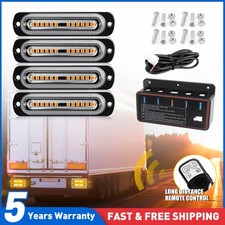 4x 12 LED Amber Recovery Strobe Flashing Light Truck Beacon Lamp Lightbar 12-24V