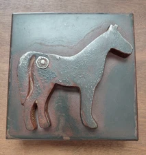Jan Barboglio Horse Blessing Box Hand Forged Iron Metal Trinket Box Stamped