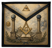 Masonic Hand Painted Apron Freemason Blue Lodge Apron Antique Design Square Comp