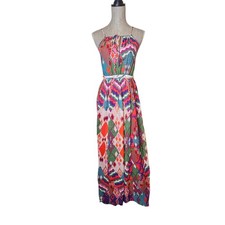 Maeve Anthropologie Tarana Maxi Dress Boho Ikat Fairy Halter Corset Wedding Gues