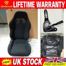 Black Large Adjustable Fibreglass Racing Bucket Seat & Runners