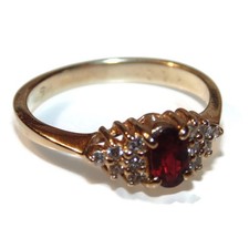 Vintage Estate Natural Ruby Diamond 14k Yellow Ring Diamond Size 6 585 Jewelry