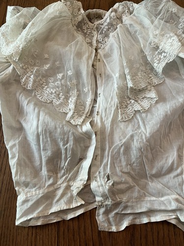 1809🌟Antico corsetto pizzo petto di piccione edoardiano vintage balza superiore polsini larghi - Foto 8 di 23