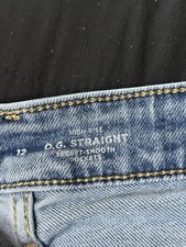 Old Navy Womens Jeans High Rise O G Straight Light Wash Distressed Size 12