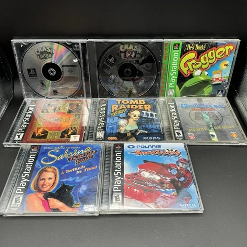 PlayStation 1 PS1 Game Lot Of 8 Crash 2 Crash Bash Tomb Raider Dark stone & More