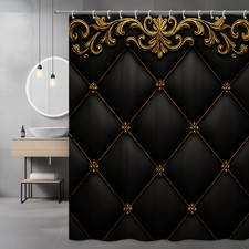 Elegant Black and Gold Shower Curtain for Luxurious Bathroom Decor
