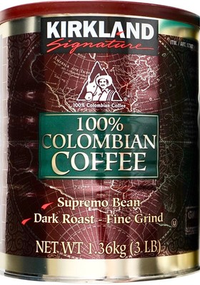 Kirkland 3lb Fine Grind Supremo Bean Colombian Coffee - Dark Roast